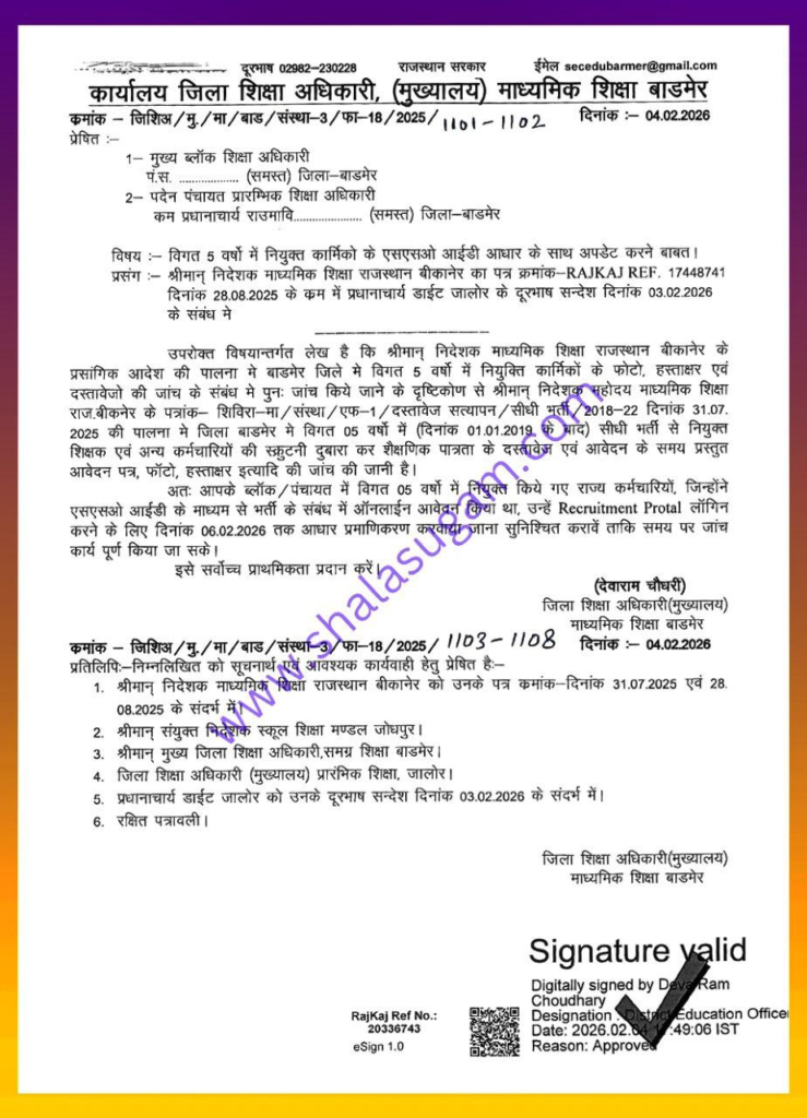 SSO ID Updation Form PDF Download