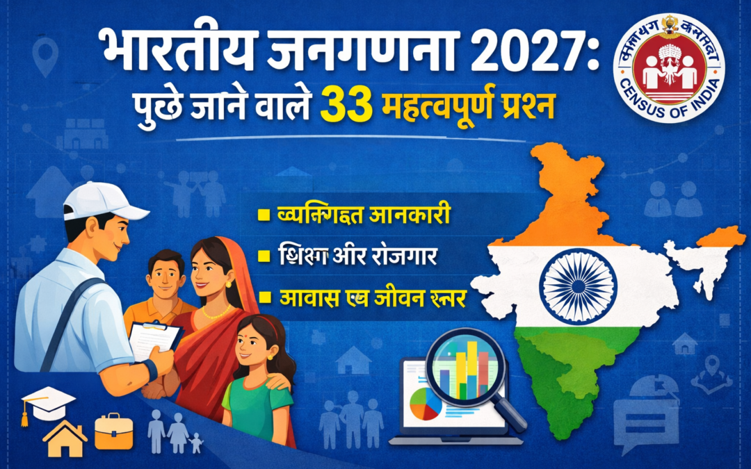भारतीय जनगणना 2027 में पूछे जाने वाले 33 प्रश्न