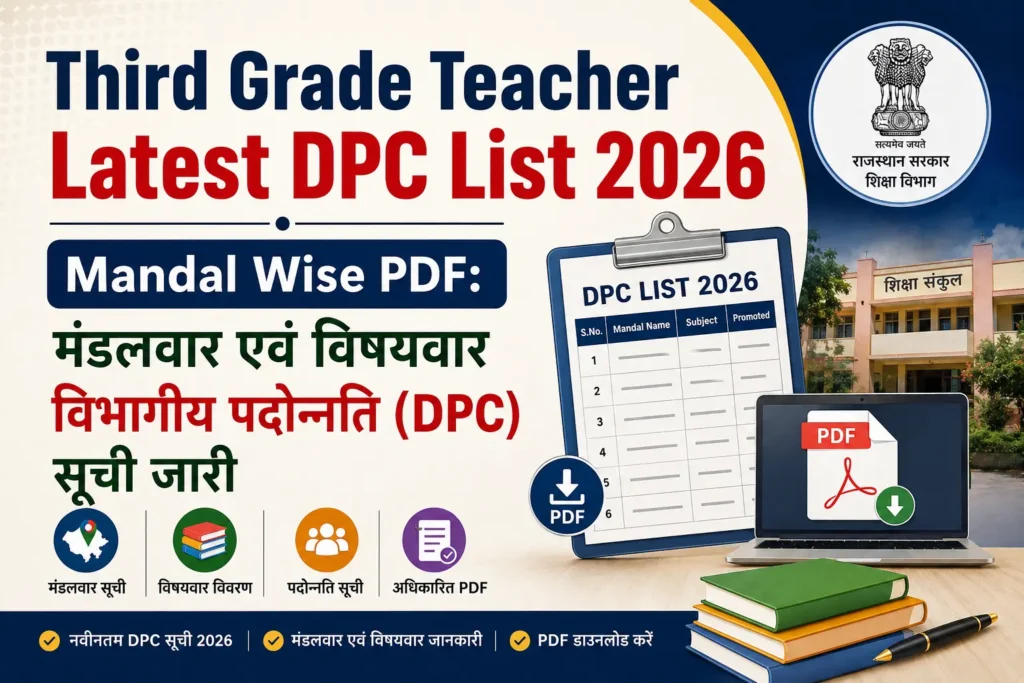 Third Grade Teacher Latest DPC List 2026 | Mandal Wise PDF: मंडलवार एवं विषयवार विभागीय पदोन्नति (DPC) सूची जारी 7 Third Grade Teacher Latest DPC List 2026 | Mandal Wise PDF: मंडलवार एवं विषयवार विभागीय पदोन्नति (DPC) सूची जारी