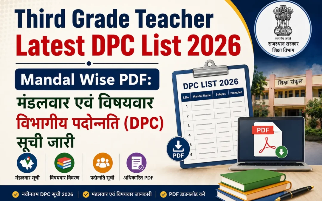Third Grade Teacher Latest DPC List 2026 | Mandal Wise PDF: मंडलवार एवं विषयवार विभागीय पदोन्नति (DPC) सूची जारी