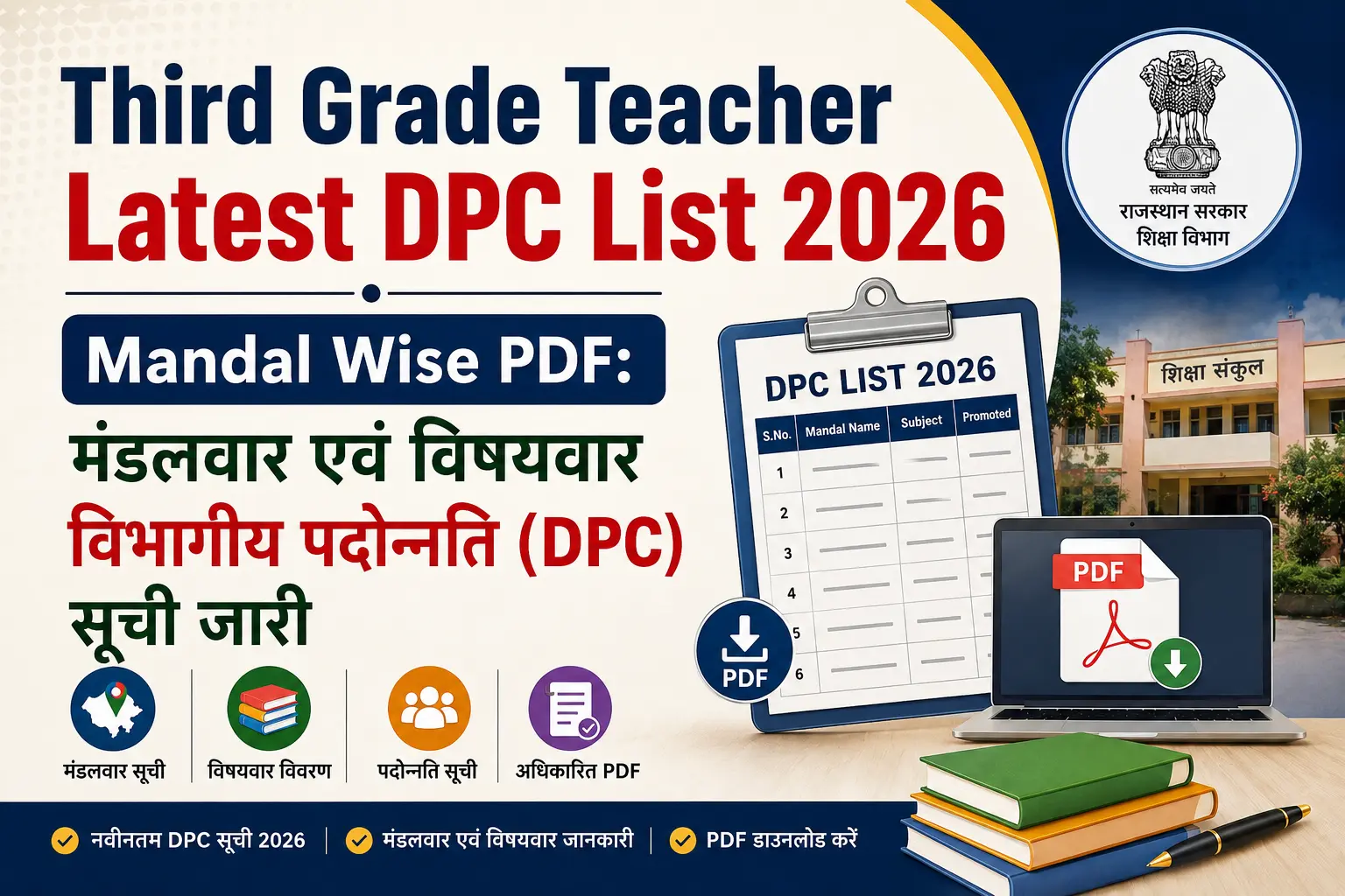 Third Grade Teacher Latest DPC List 2026 | Mandal Wise PDF: मंडलवार एवं विषयवार विभागीय पदोन्नति (DPC) सूची जारी Third Grade Teacher Latest DPC List 2026 | Mandal Wise PDF: मंडलवार एवं विषयवार विभागीय पदोन्नति (DPC) सूची जारी