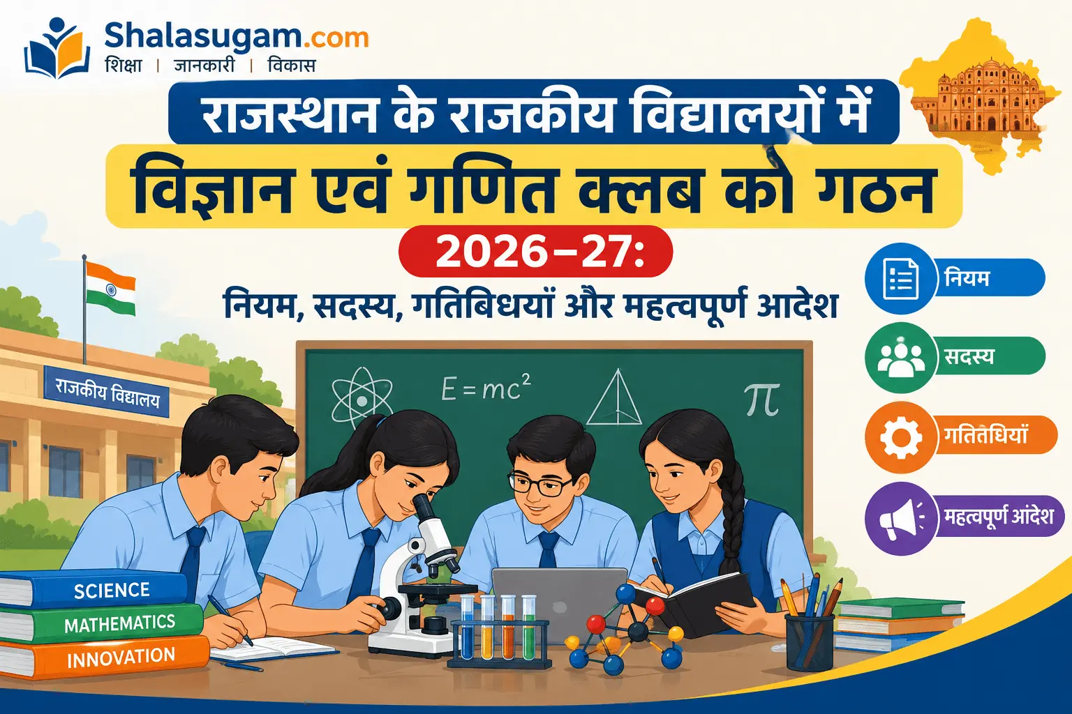 Formation of Science and Mathematics Clubs in Schools राजस्थान के राजकीय विद्यालयों में विज्ञान एवं गणित क्लब का गठन 2026–27: नियम, सदस्य, गतिविधियाँ और महत्वपूर्ण आदेश